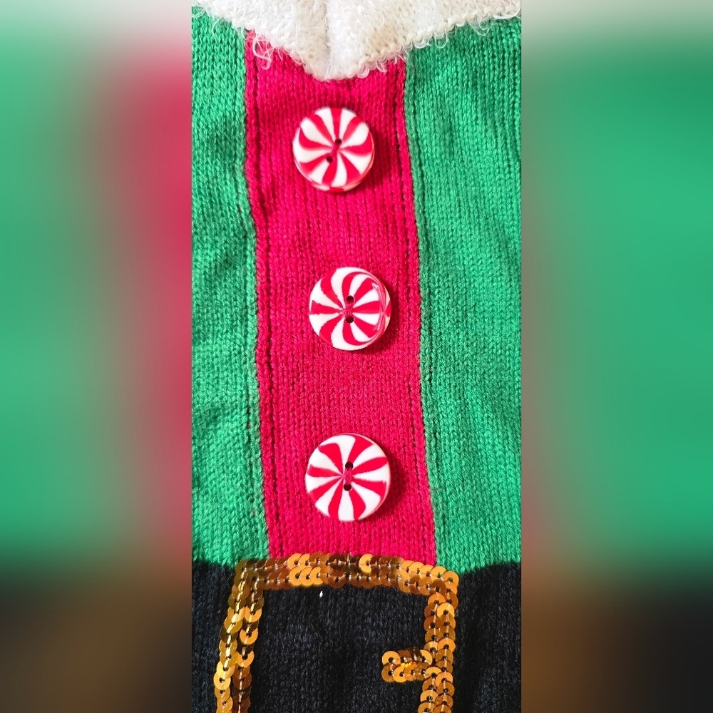 Christmas Green and Red Elf Sweater Dress - Picture 8 of 8